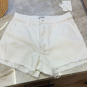 Show Me Your MuMu White Frayed Jean Shorts